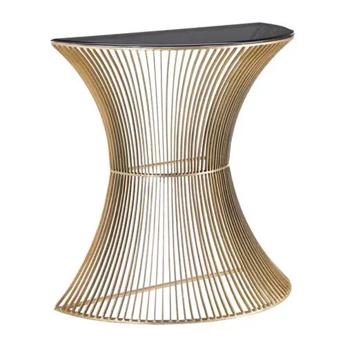 Consola media luna color oro viejo de metal