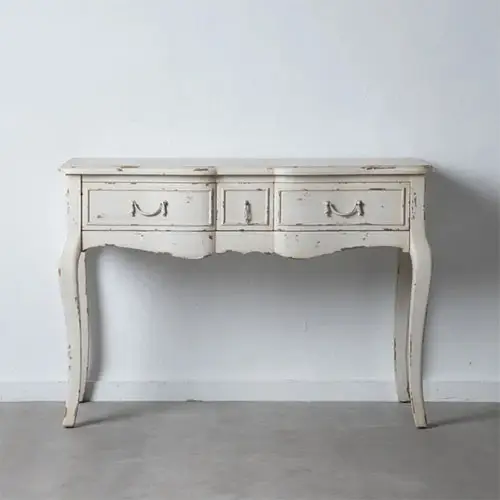 Consola vintage blanco rozado con dos cajones