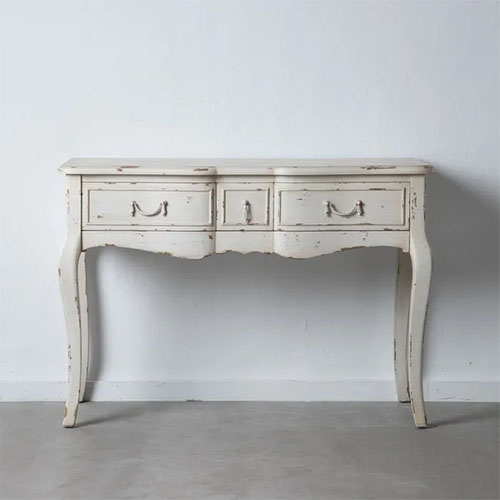 Consola vintage blanco rozado con dos cajones