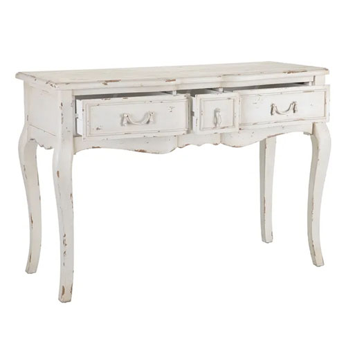 Consola vintage blanco rozado con dos cajones
