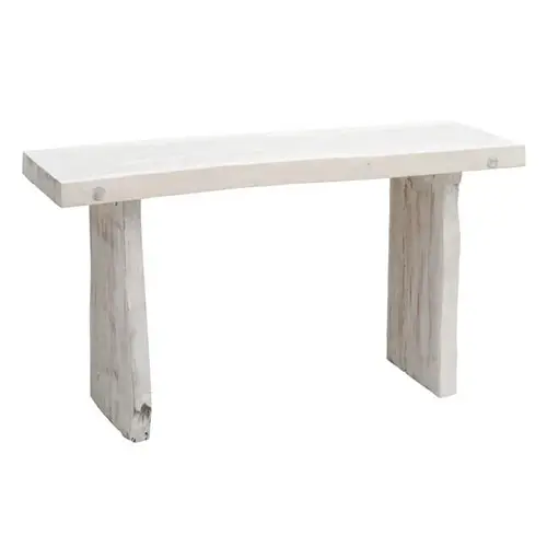 consola vintage rectangular de madera blanca rozada