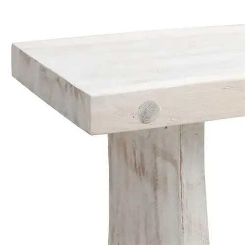 consola vintage rectangular de madera blanca rozada