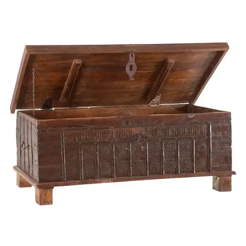 baul de madera oscura de teka