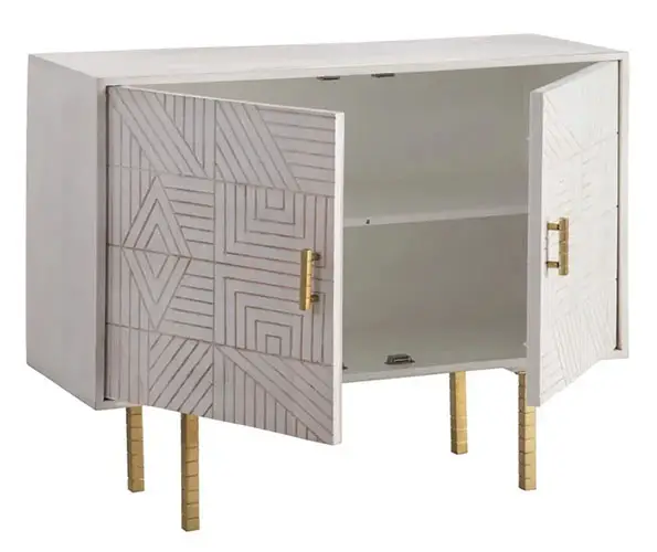 aparador madera blanca con estampado geometrico