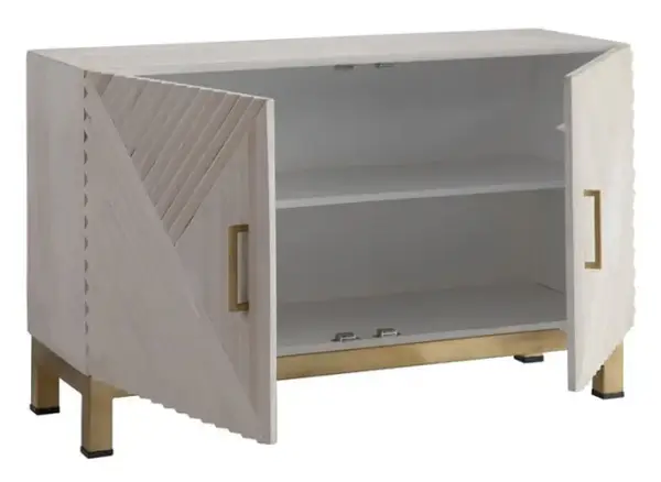 aparador estampado geometrico en blanco y dorado