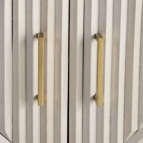 aparador estampado geometrico en blanco y dorado