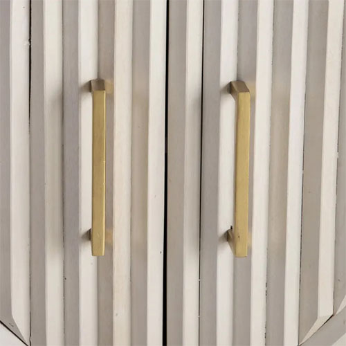 aparador estampado geometrico en blanco y dorado