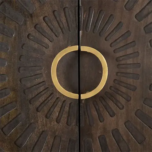 aparador madera oscura y dorado