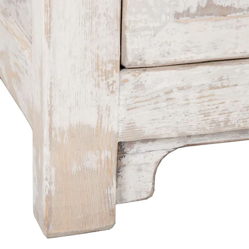 aparador de madera de olmo en blanco rozado