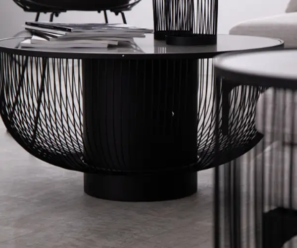 Mesa centro Silkeborg metal cristal negro