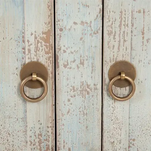 aparador de madera de olmo en azul rozado
