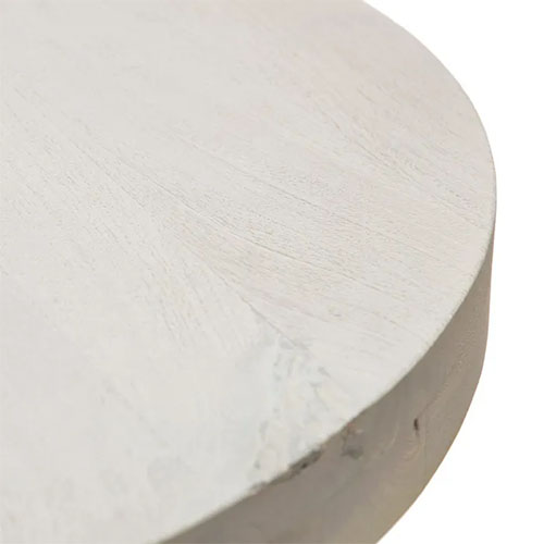 mesa comedor rendonda en blanco rozado