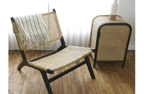 Silla Miri rattán teca negro