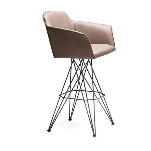 Taburete bar y cocina tapizado con brazos Flaminio