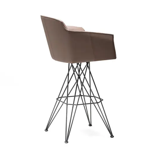 Taburete bar y cocina tapizado con brazos Flaminio