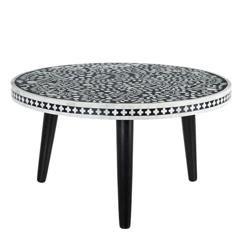 Mesa auxiliar blanca y negra de madera