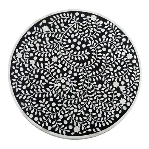 Mesa auxiliar blanca y negra de madera