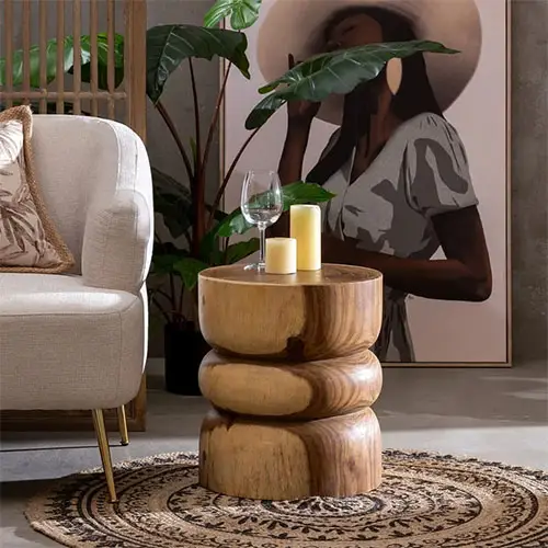 Mesa auxiliar madera de suar natural