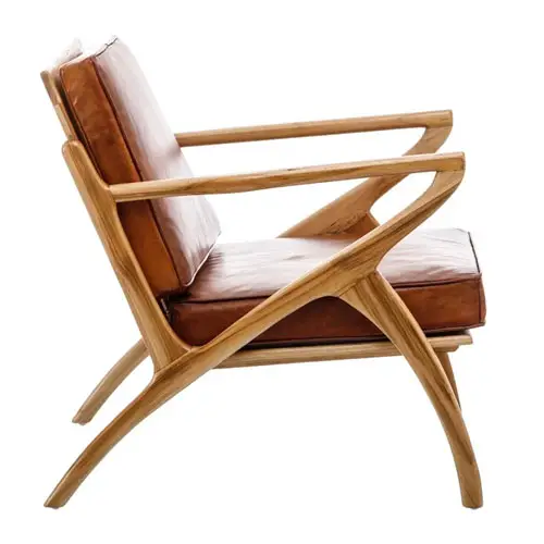 Sillón madera teka y piel