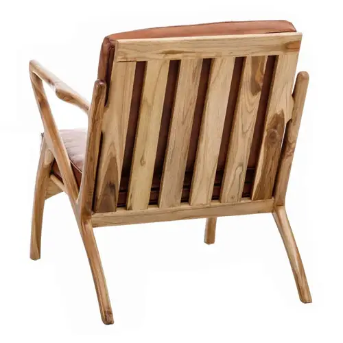 Sillón madera teka y piel