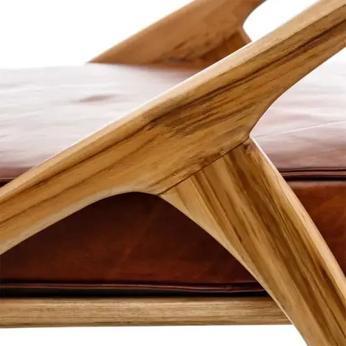 Sillón madera teka y piel