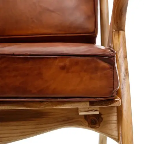 Sillón madera teka y piel