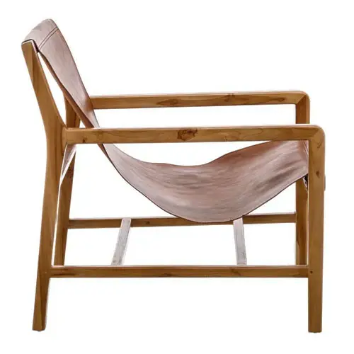 Sillón madera teka y piel de vaca