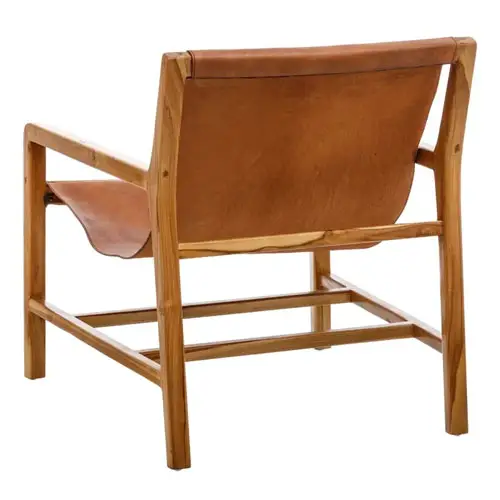 Sillón madera teka y piel de vaca