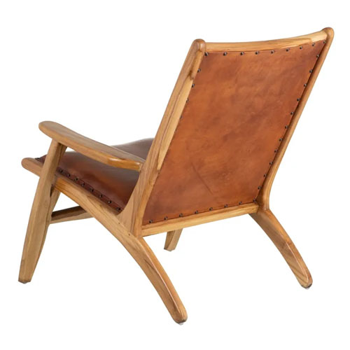 Sillón madera teka y piel de vaca