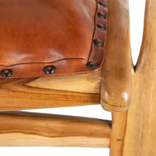 Sillón madera teka y piel de vaca