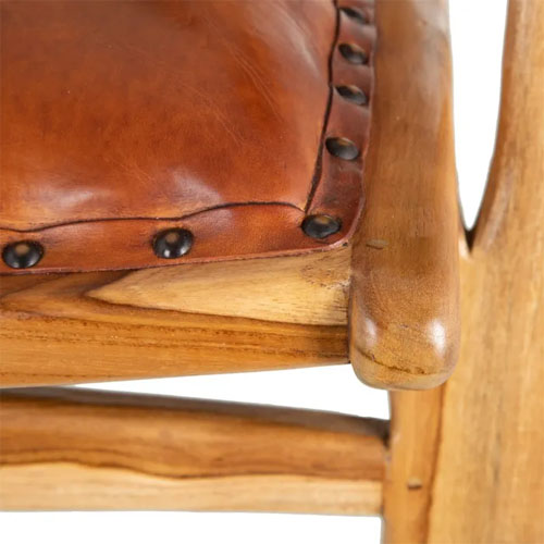 Sillón madera teka y piel de vaca