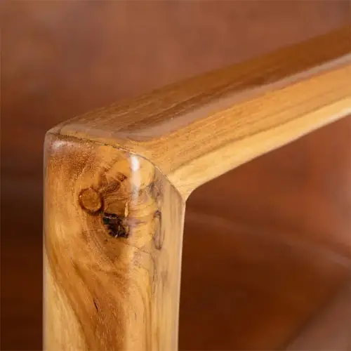 Sillon madera teka natural y piel de vaca