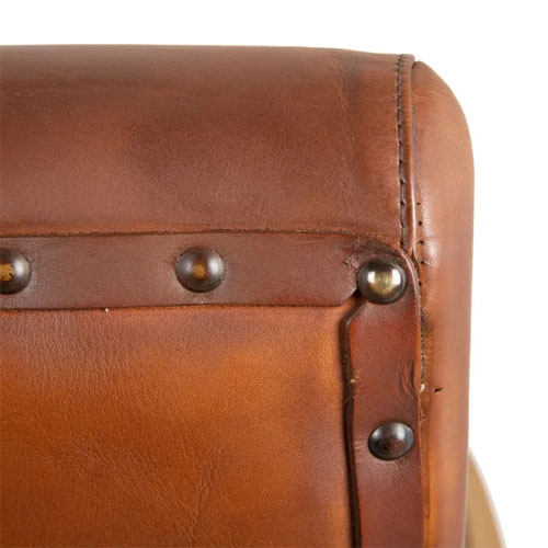 Sillon madera teka natural y piel de vaca