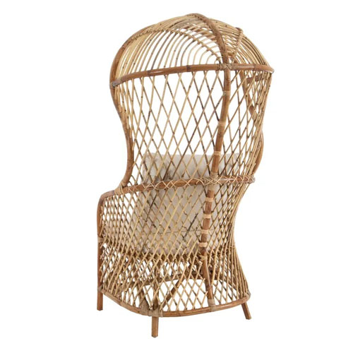 Sillón ratán natural con cojín
