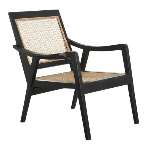 Sillón brazos ratán negro-natural