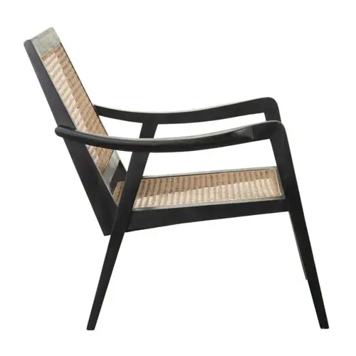 Sillón brazos ratán negro-natural