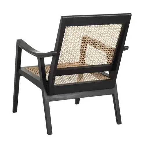 Sillón brazos ratán negro-natural