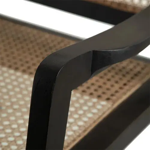 Sillón brazos ratán negro-natural