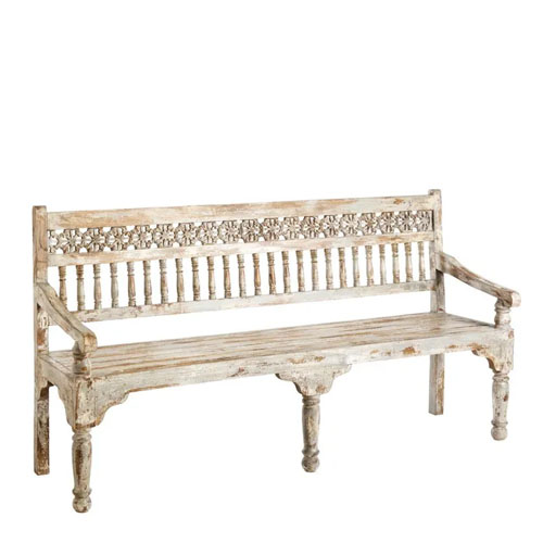 Banco madera blanca decapé