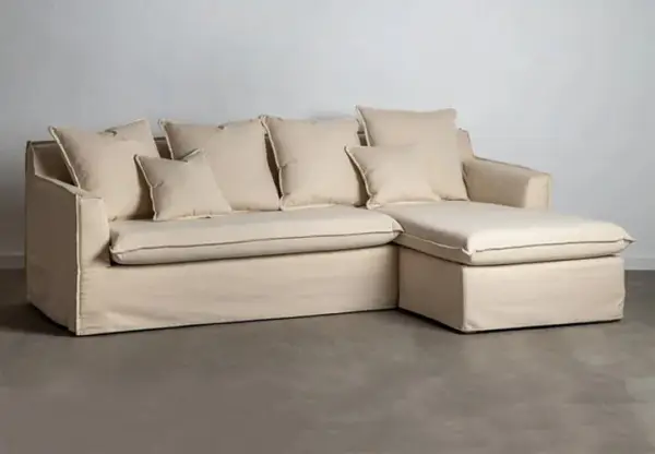 Sofá chaise longue beige