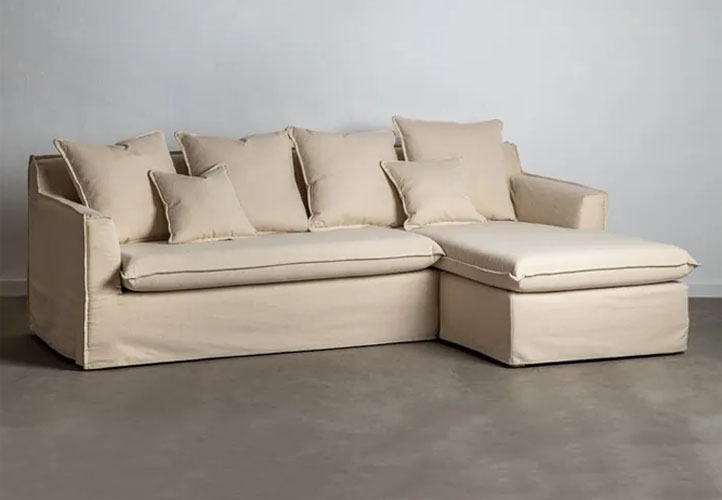 Sofá chaise longue beige
