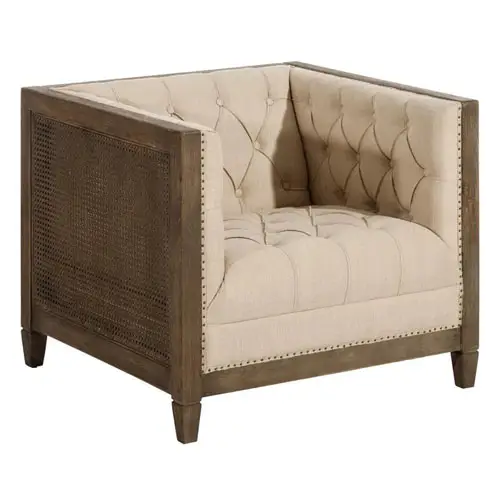 Sillón tejido-madera beige y natural