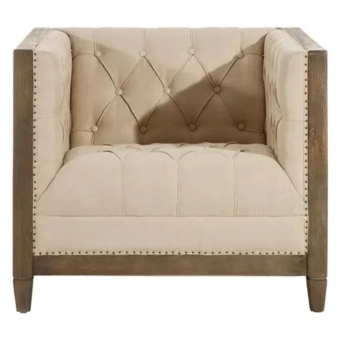 Sillón tejido-madera beige y natural