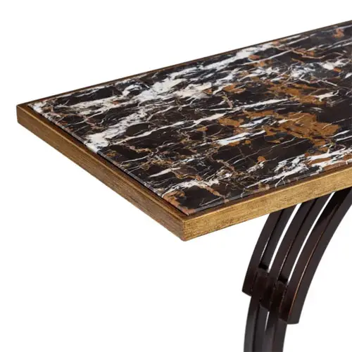 Consola metal- mármol oro y negro