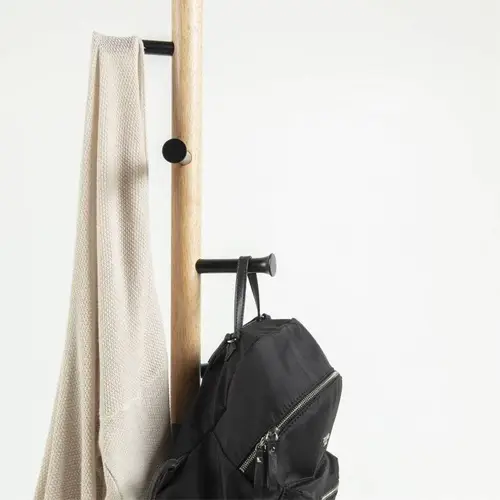 Perchero acero negro y madera Chenai