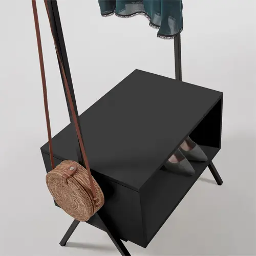 Perchero de acero negro con cajón Bently