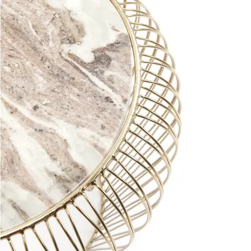 Mesa auxiliar Beam gris y dorado Kare