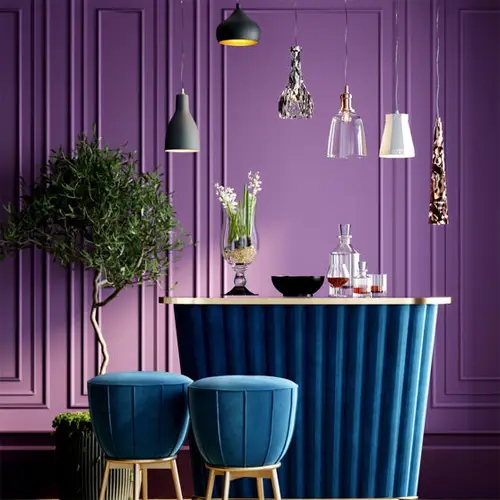 Mueble bar terciopelo azul After Work Kare
