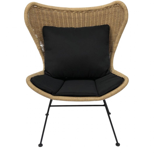 Silla ratán sintético y metal negro