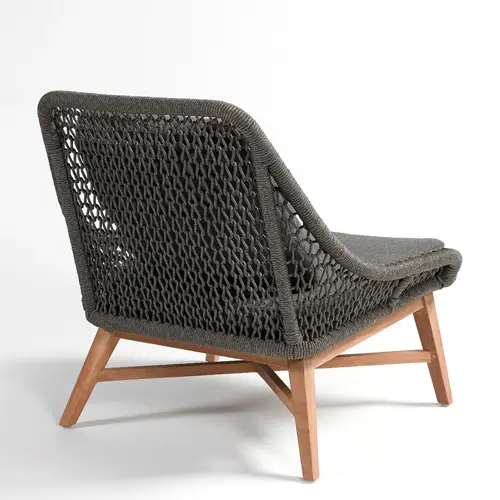 Sillón cuerda gris y madera de teca